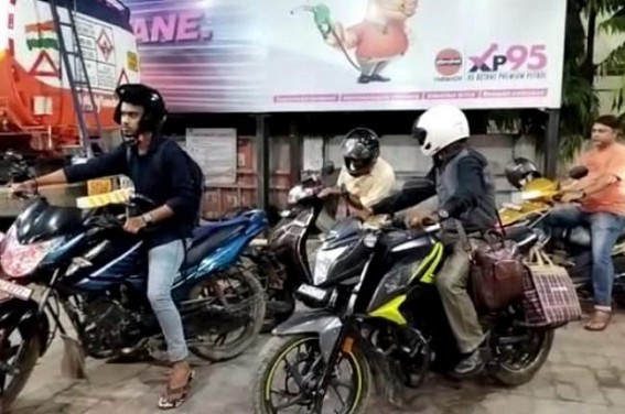 Petrol Crisis : Long rows of Consumers in Tripura Petrol Pumps Petrol Crisis : Long rows of Consumers in Tripura Petrol Pumps